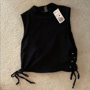 Black crop tank top